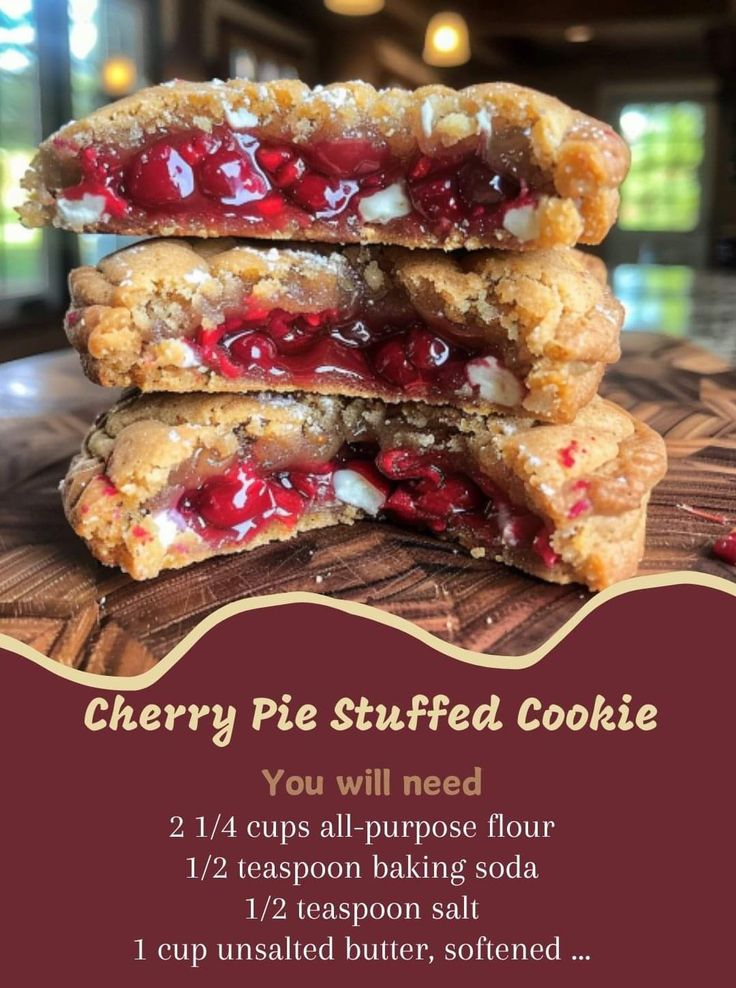 Cherry Pie Stuffed  cookies recipes /Deluxe Stuffed Cookies/homemade cookies/ Gourmet filled cookies